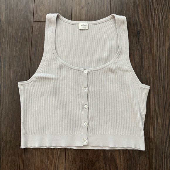 ARITZIA Wilfred Button Front Ribbed Knit Crop Top - Picture 5 of 11